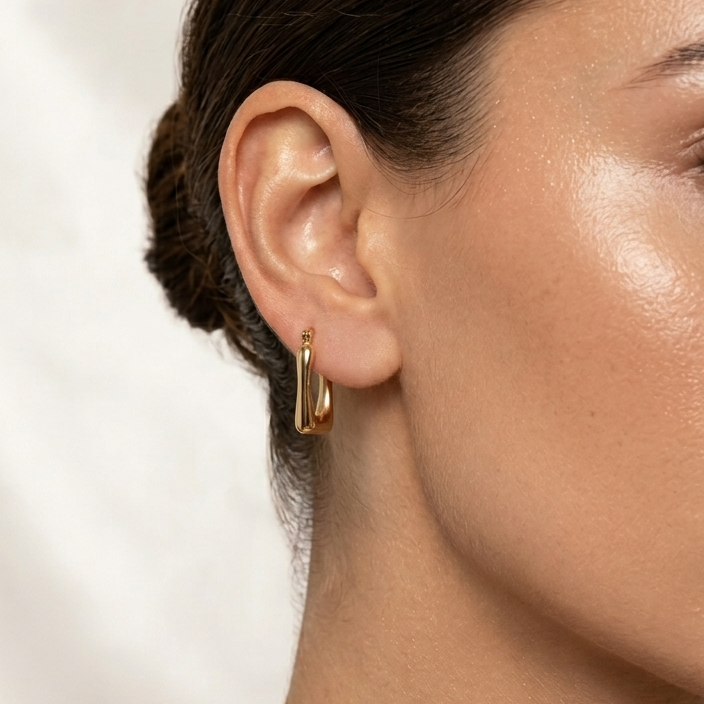 Brinco argola quadrado Jenifer aço inoxidável