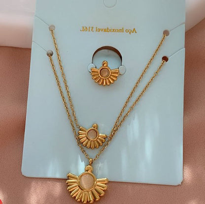 Kit colar 3 peças Luanna aço inoxidável