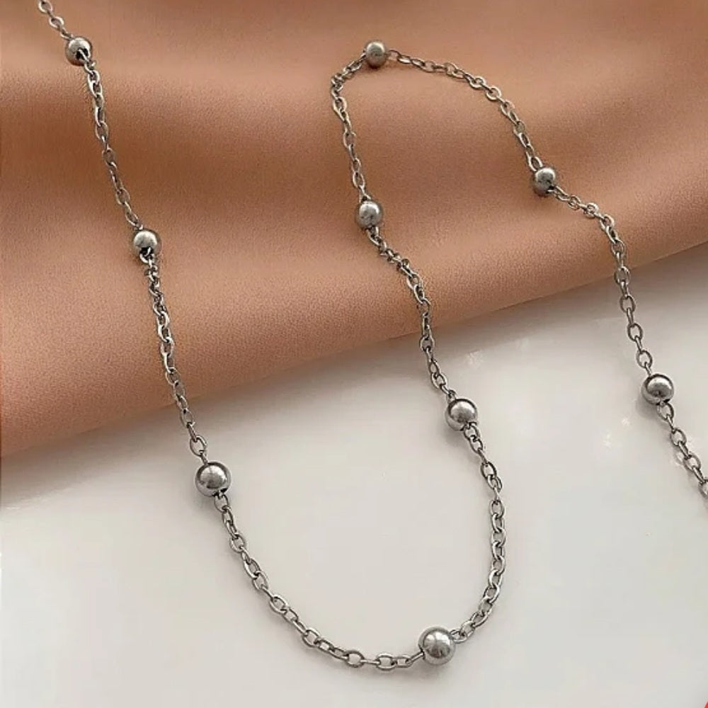 Colar bolinhas Bia aço inoxidável 316L