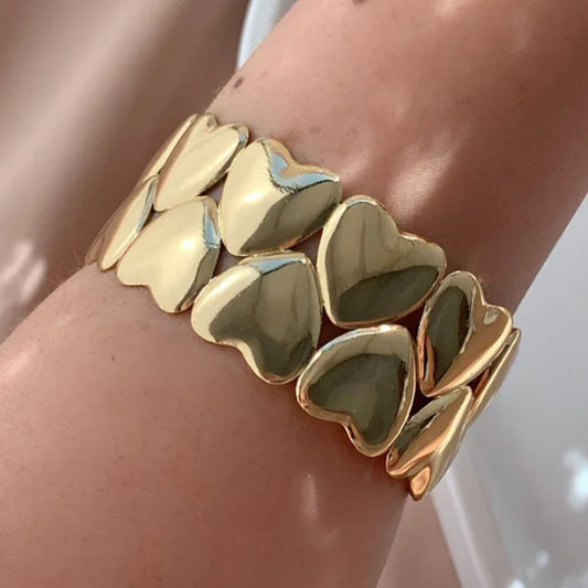 Bracelete corações em aço inoxidável 316l