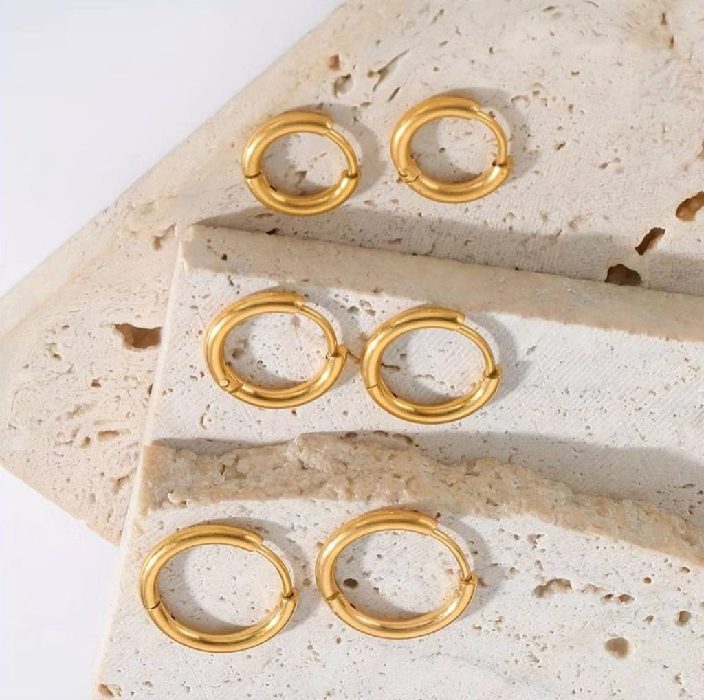 kit 3 pares de brincos argola aço inoxidável 316l