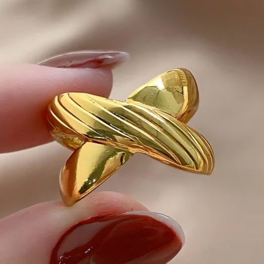 Anel minimalista Jéssica ajustável aço inoxidável dourado