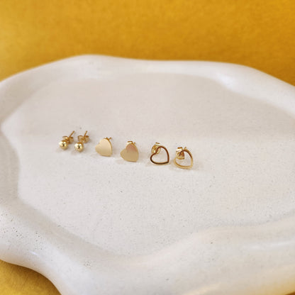 kit 3 pares de brincos delicado aço inoxidável dourado