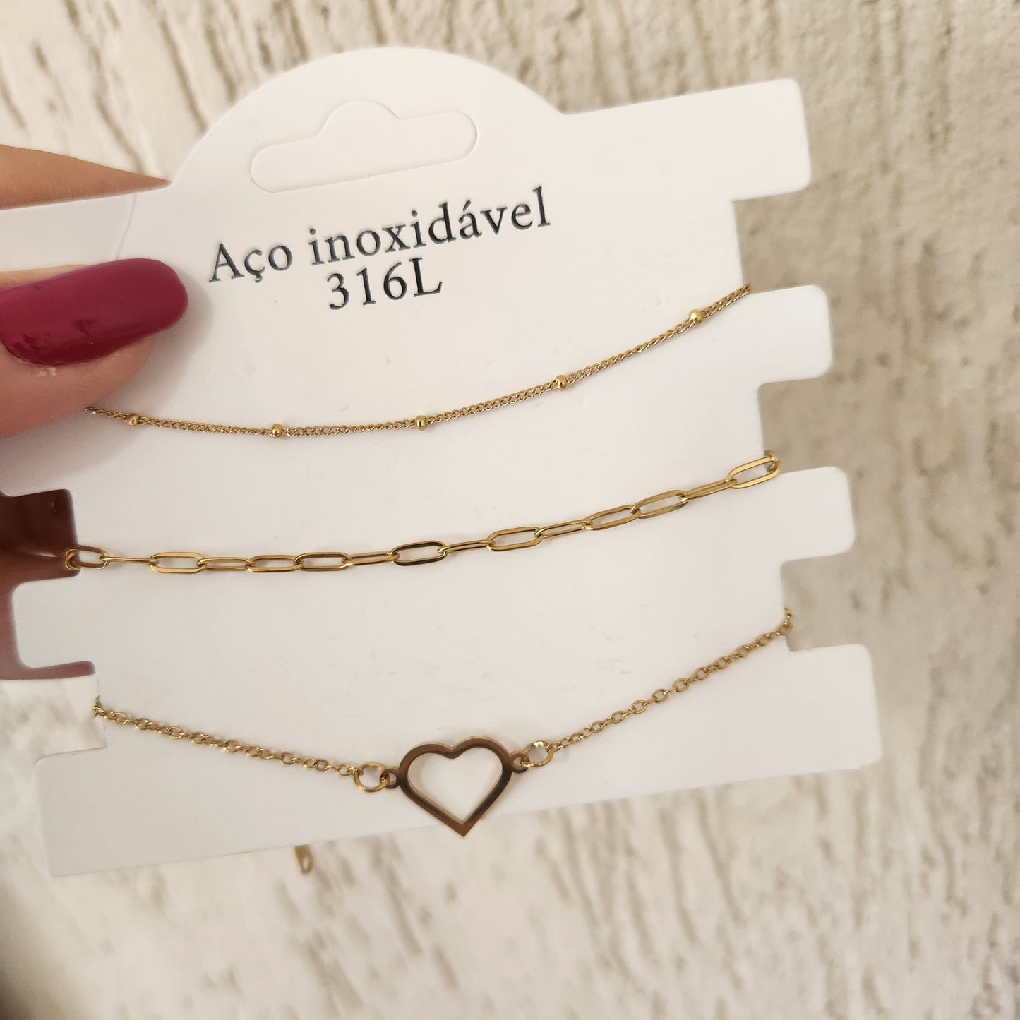 kit 3 pulseiras Marcela aço inoxidável