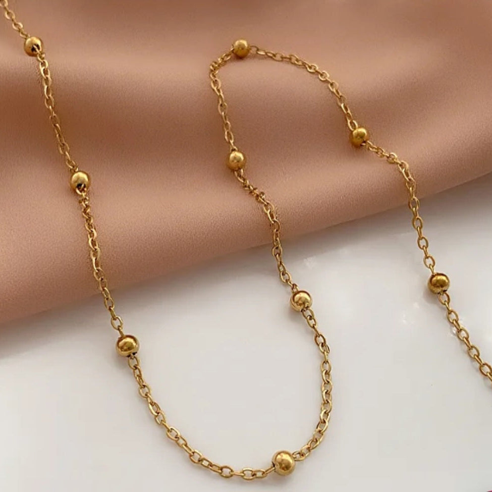 Colar bolinhas Bia aço inoxidável 316L