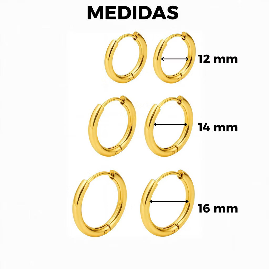 kit 3 pares de brincos argola aço inoxidável 316l