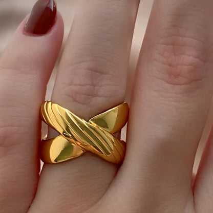 Anel minimalista Jéssica ajustável aço inoxidável dourado