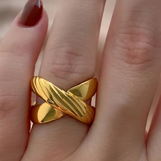 Anel minimalista Jéssica ajustável aço inoxidável dourado