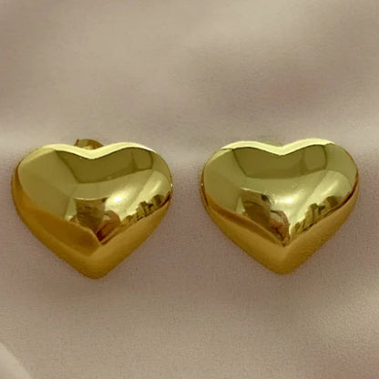 Brinco Coração Helena aço inoxidável dourado
