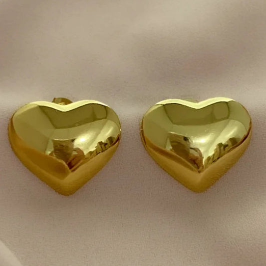 Brinco Coração Helena aço inoxidável dourado